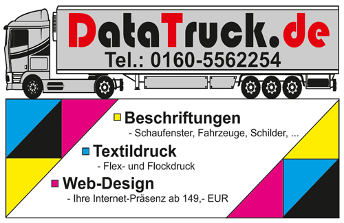 Datatruck - Ihr Partner für Beschriftungen, Textildruck und Internet